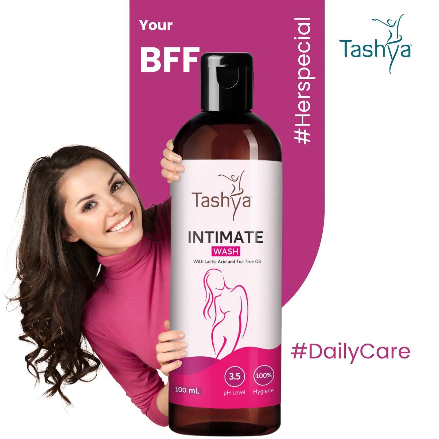 TASHYA Intimate Wash I Hygiene Wash for Women with Tea Tree Oil & Neem Extract I pH Balanced I Prevents Itching, Irritation & Dryness I for All Skin Types I Safe during Pregnancy & Periods – 100 ML