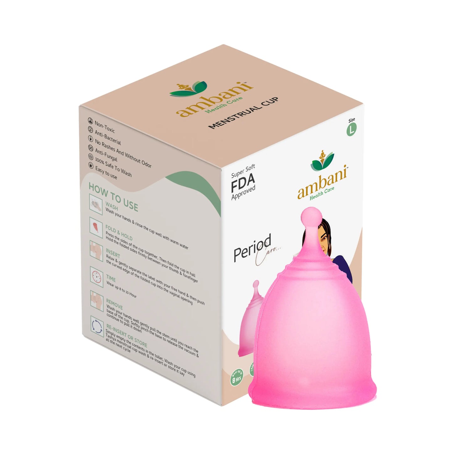 TASHYA Reusable Menstrual Cup (Large) & Cup Wash for Women I Hygienic & Comfortable Silicone Bell Shape Period Cups I Ultra Soft, Removes Odour & Stains I Natural Foaming Cup Cleanser I Safe for skin