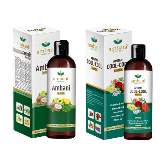 AMBANI HEALTH CARE Combo of Ayurvedic and Cool Hair Oil I with Comb Extension I unique combination of Ayurvedic Herbs I Strong, Thick & Shiny Hair I Hair Growth I for All Hair Types - 100ML + 100ML