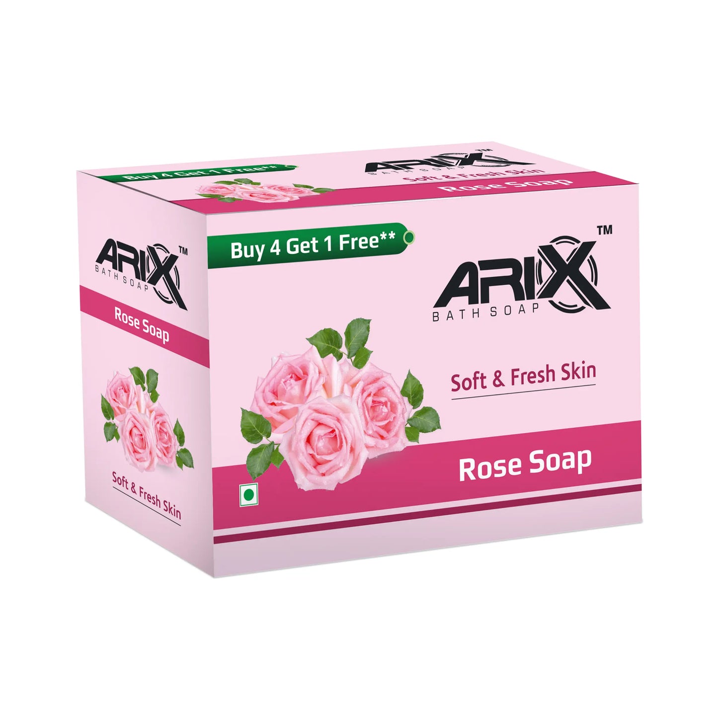 ARIX Rose Soap I with Rose Scented I Handmade Bathing Bar for Face & Body I Smooth, Soft Moisturized, and Glowing Skin I Sulphate & Paraben free I for Women & Men with All Skin Types (Pack of 4 + 1)