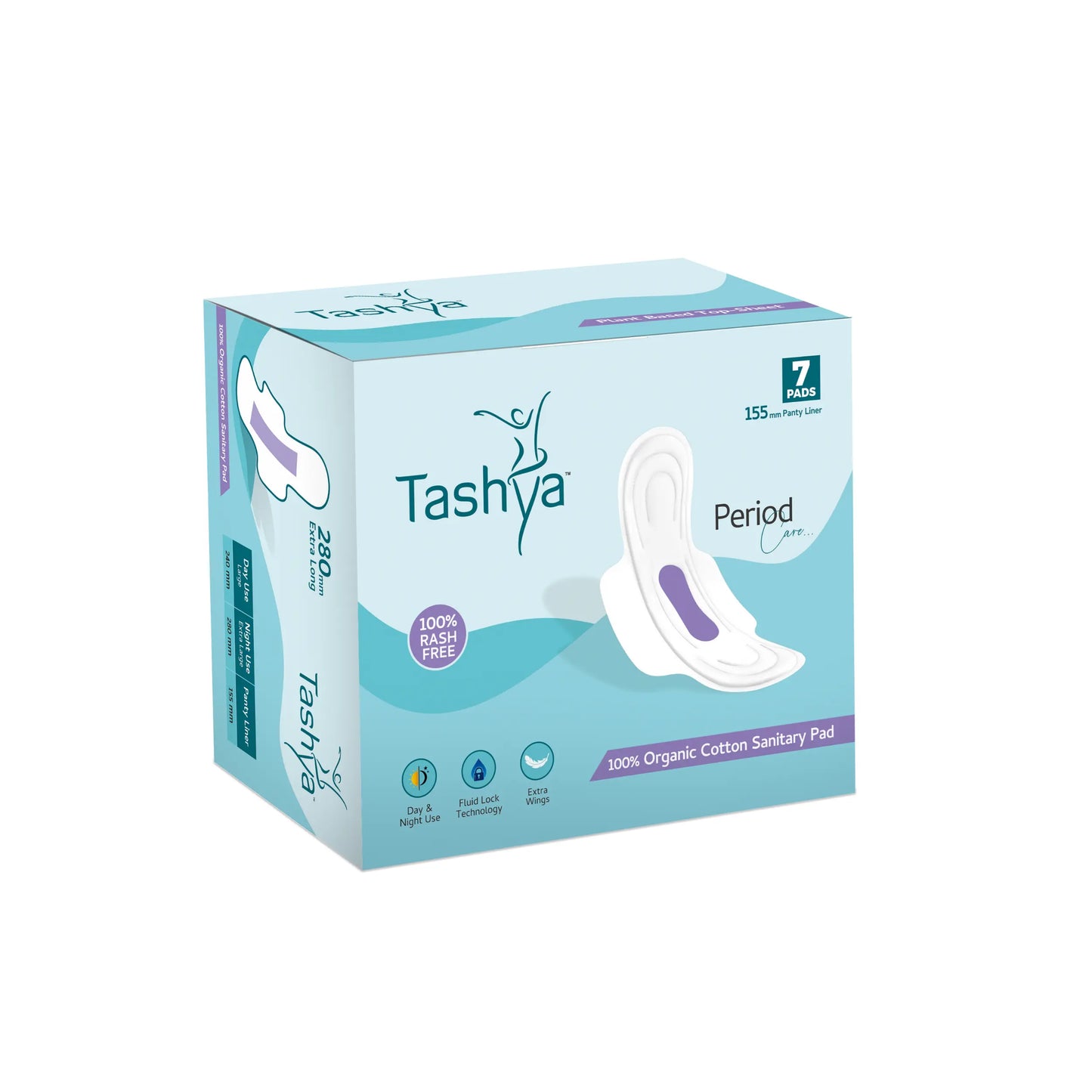 TASHYA Daily Use Panty Liners for Women I Cotton Soft Pantyliners Pad with Wide Optimal Coverage for Comfort I Ultra-Thin, Rash-Free, & Toxin-Free I Keeps You Dry & Fresh All Day Long I 155mm - 7 Pads