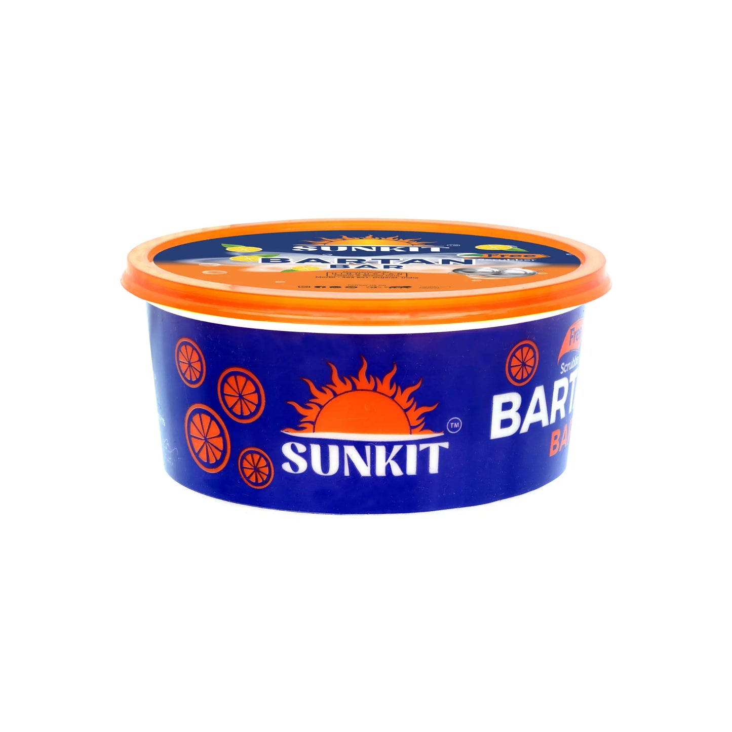 SUNKIT Bartan Bar I Round Dishwash Bar with Free Scrubber I Contains goodness of Lime I Removes Tough stains, Kills Bacteria I Power of Active Boosters I Grease Cleaner for All Utensils