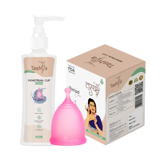TASHYA Reusable Menstrual Cup (Large) & Cup Wash for Women I Hygienic & Comfortable Silicone Bell Shape Period Cups I Ultra Soft, Removes Odour & Stains I Natural Foaming Cup Cleanser I Safe for skin