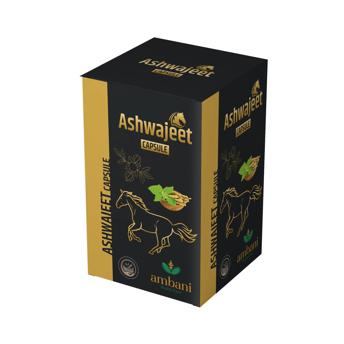 AMBANI HEALTH CARE Ashwajeet Capsule I Herbal Ayurveda Ingredients I Support Muscles Strength & Energy I Natural Formulation I Vegetarian I Immunity Booster I General Wellness – 60 Capsules