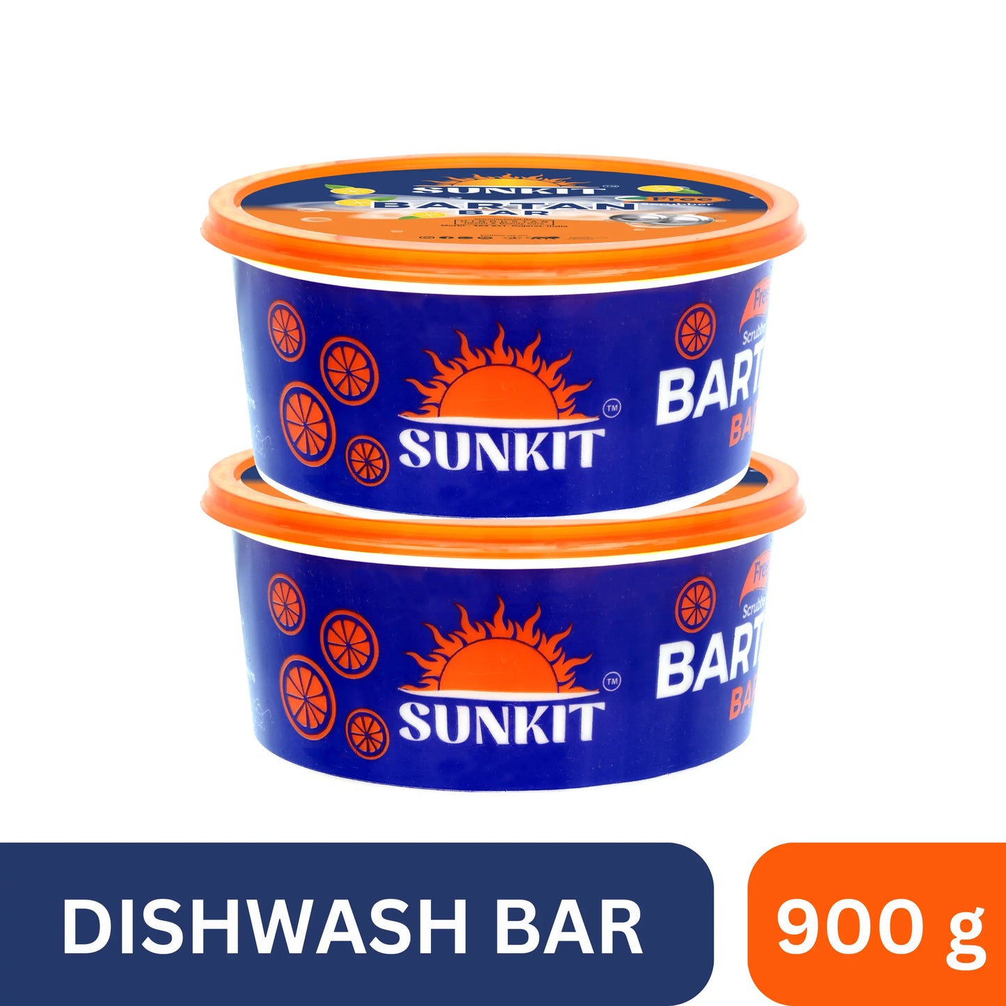 SUNKIT Bartan Bar I Round Dishwash Bar with Free Scrubber I Contains goodness of Lime I Removes Tough stains, Kills Bacteria I Power of Active Boosters I Grease Cleaner for All Utensils