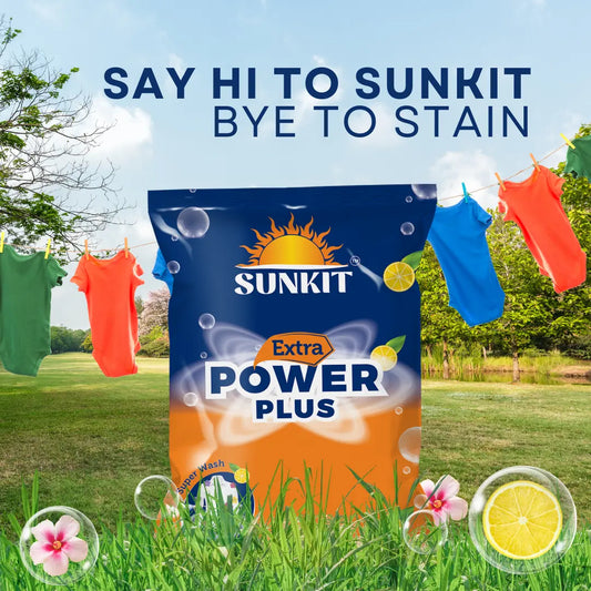 SUNKIT Detergent Powder I Power Plus Washing Powders I Removes Stains & Odour I Colour-Safe I Bright and Dazzling White Clothes I Safe and Gentle on Fabrics I for all Machine and Hand Wash