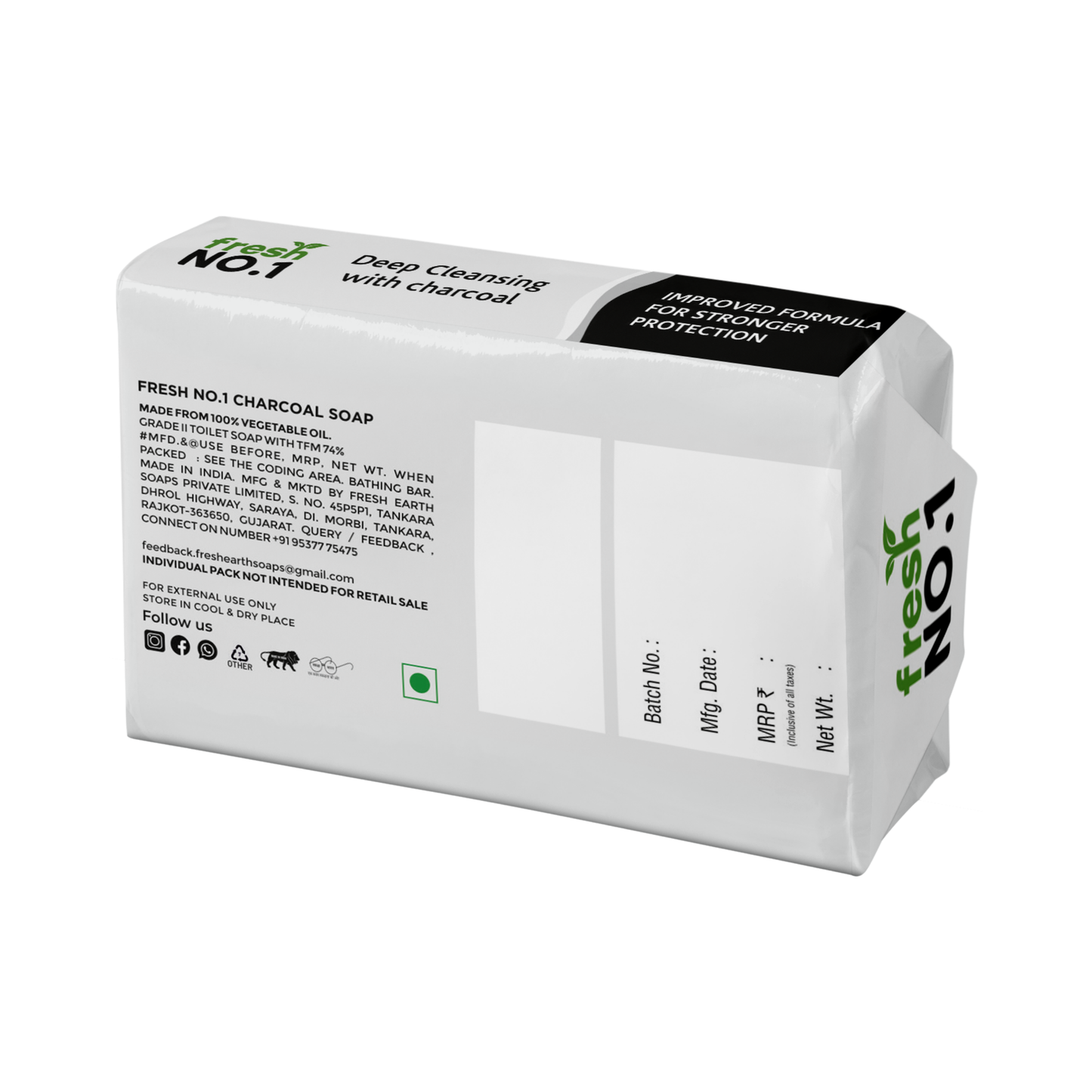 Charcoal Soap | Deep Cleansing & Detoxifying Bath Bar | Helps Reduce Acne & Blackheads | Firms & Refreshes Skin | Suitable for All Skin Types | Pack of 5 x 100 g