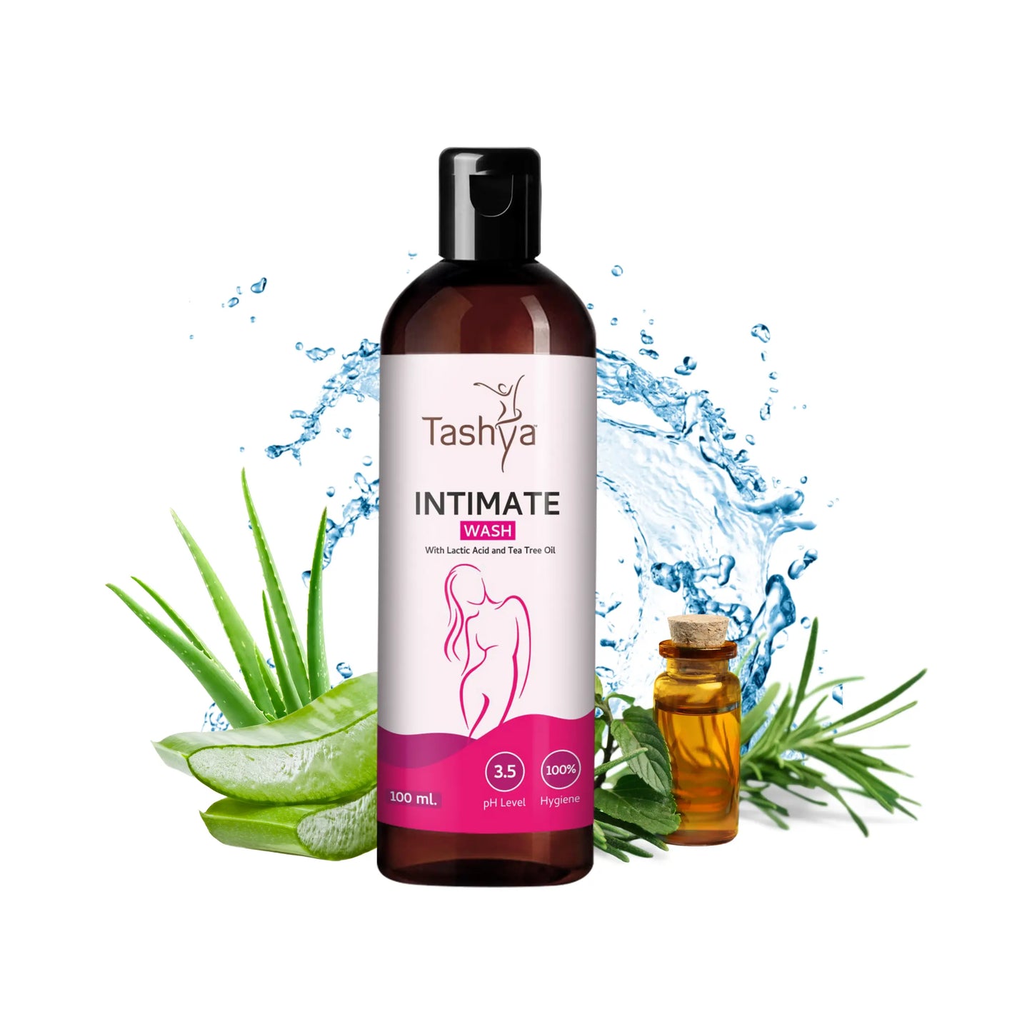 TASHYA Intimate Wash I Hygiene Wash for Women with Tea Tree Oil & Neem Extract I pH Balanced I Prevents Itching, Irritation & Dryness I for All Skin Types I Safe during Pregnancy & Periods – 100 ML
