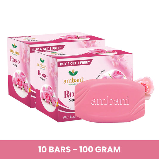 AMBANI HEALTH CARE Rose Soap I with Natural Fragrance I Handmade Bathing Bar for Face & Body I Skin-Friendly I Soft and Fresh Skin I Paraben & Sulphate Free I Ideal for All Skin Types (Set of 10)