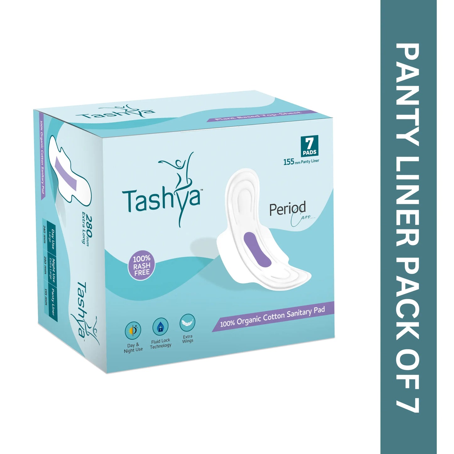 TASHYA Daily Use Panty Liners for Women I Cotton Soft Pantyliners Pad with Wide Optimal Coverage for Comfort I Ultra-Thin, Rash-Free, & Toxin-Free I Keeps You Dry & Fresh All Day Long I 155mm - 7 Pads