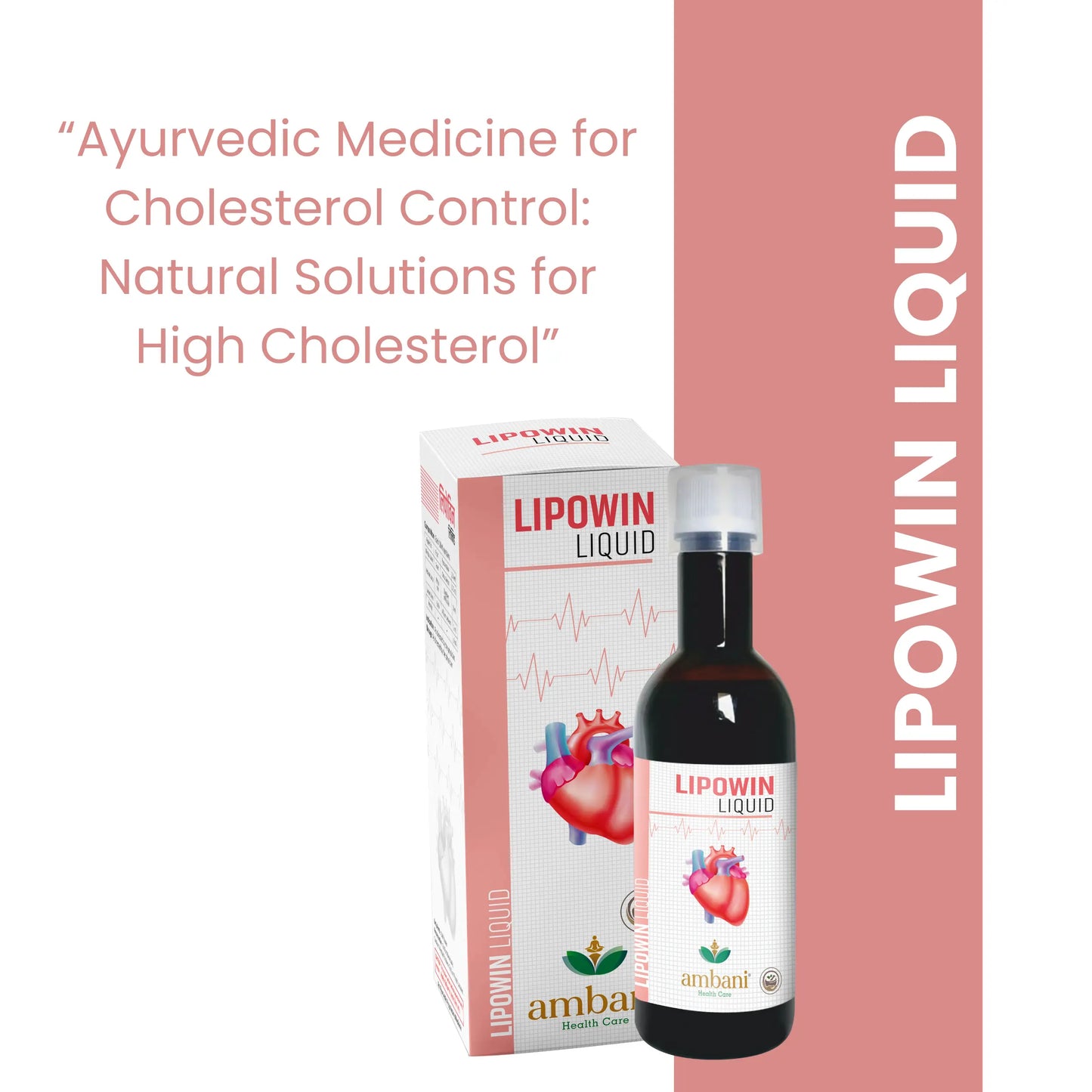 AMBANI HEALTH CARE Ayurvedic Lipowin Liquid - 500ml, Apple Cider Vinegar, Garlic, Lemon, Honey, Cholesterol Control & Reduces Blood Pressure, Metabolism, Heart Health Juice for Cardiac Diabetic Care