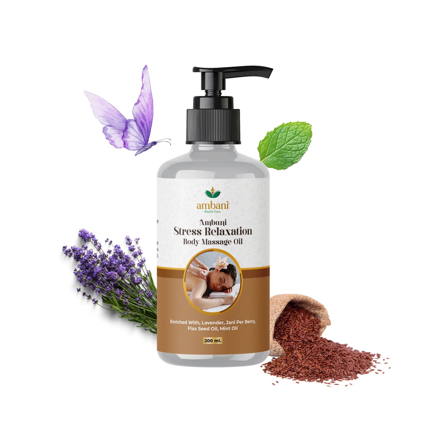 AMBANI HEALTH CARE Body Massage Oil for Stress Relief & Relaxation I Heals and Hydrates dry skin I Pure & Natural I Pain Relief I Soothing and Distressing I Suitable for All Skin Types