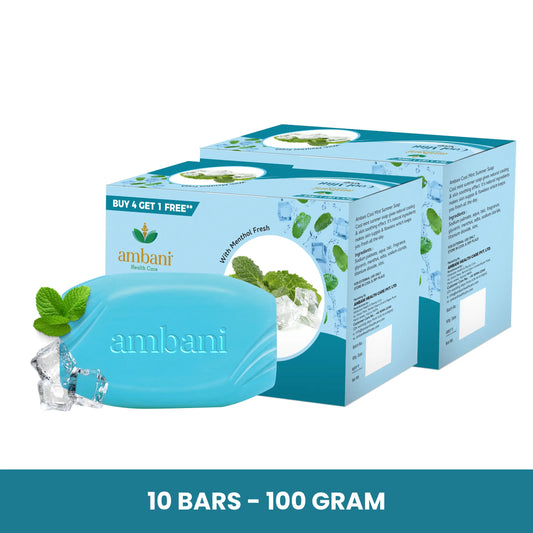 AMBANI HEALTH CARE Cool Mint Soap I Natural Herbal Handmade Bathing Bar I Cooling & Soothing Effect on Skin with Menthol Fresh I Moisturising Skin & Deep Cleansing I for All Skin Types (Set of 4 + 1)