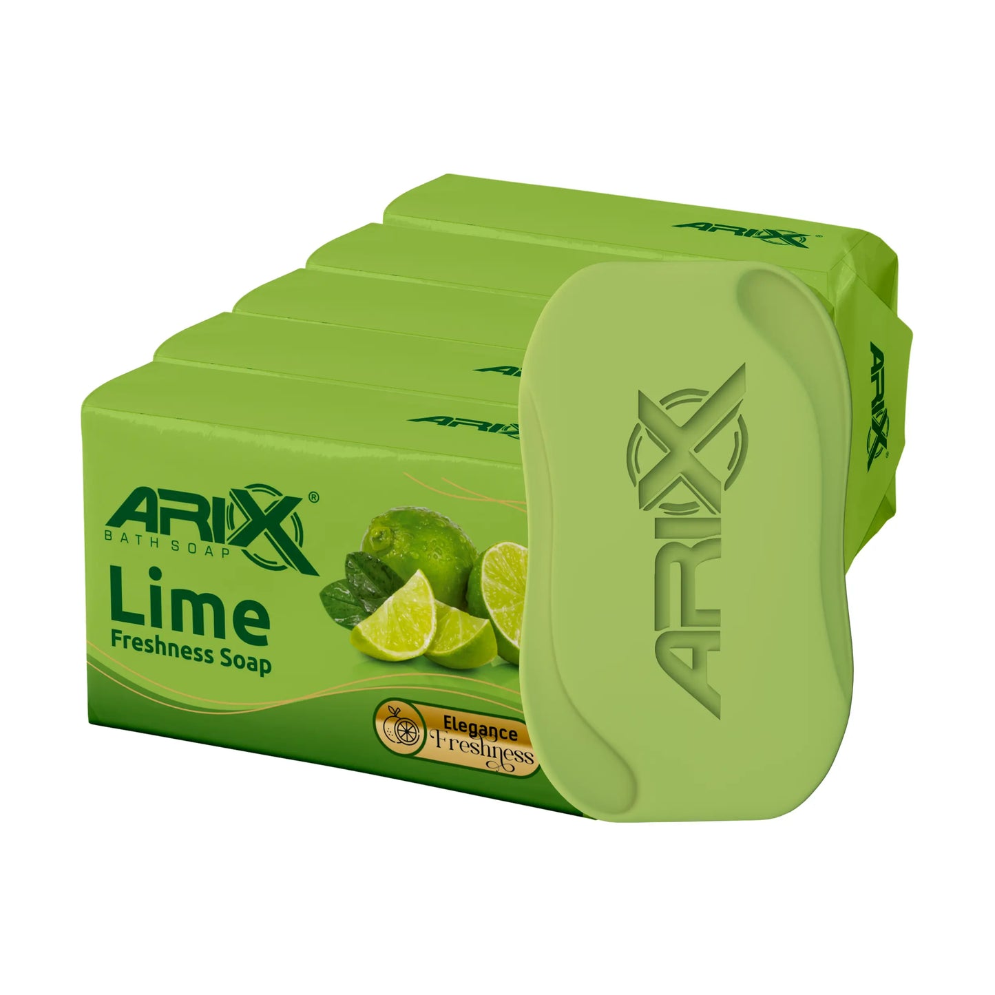 ARIX Lime Soap I Refreshing Bathing Soaps with Freshness of Lemon I Paraben & Sulphate Free I Reducing Tanning I Removes Germs for Fresh and Moisturized Healthy Skin for All Skin Types (Set of 4 + 1)