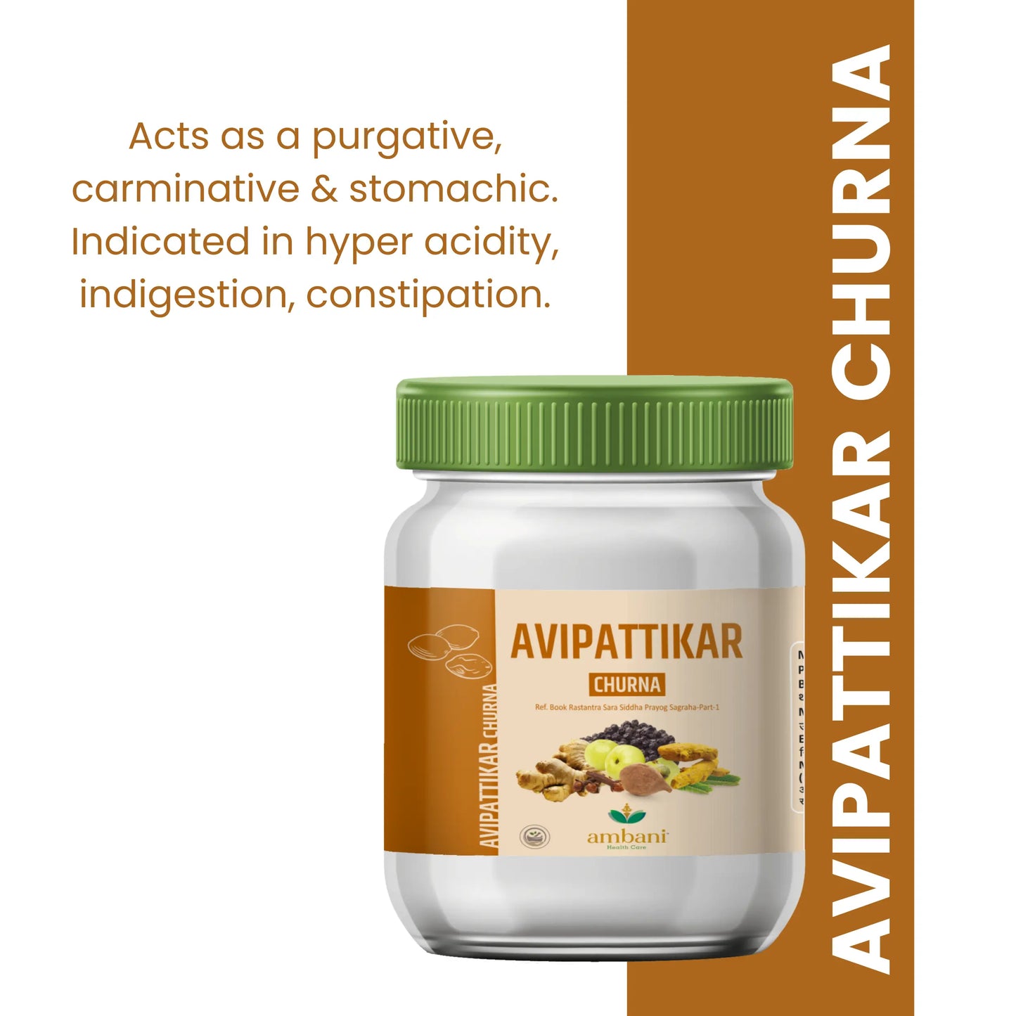 AMBANI HEALTH CARE Avipattikar Churna I Traditional Ayurvedic Formulation I Manages Hyper Acidity I Promotes Fast Digestion I Reduces Feeling of Nausea, Heartburn, Bloating I for Eating – 100 GM