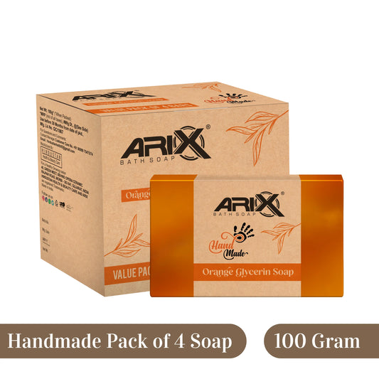 ARIX Orange Glycerin Soap I Handmade Natural Formula Bathing Bar I 100% Pure Organic I Ultra Melt & Pour Soaps Base I Deeply Cleanses and Moisturizing I for Women & Men with All Skin Types (Set of 4)