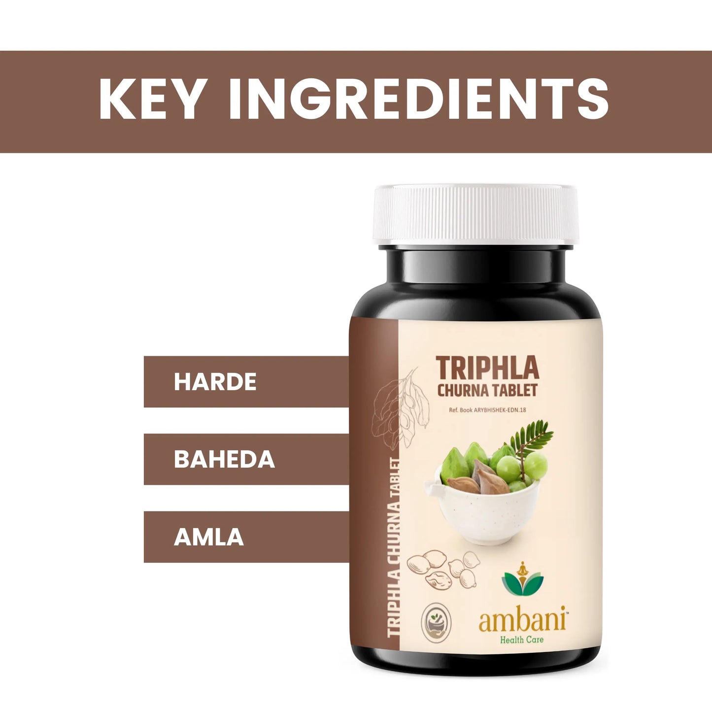 AMBANI HEALTH CARE Ayurveda Triphala Tablets I Good for Eyes and Effective in Weight Management I Immunity Booster I Useful for Digestion, Antioxidant Properties I Acidity & Gas Relief – 60 Tablets
