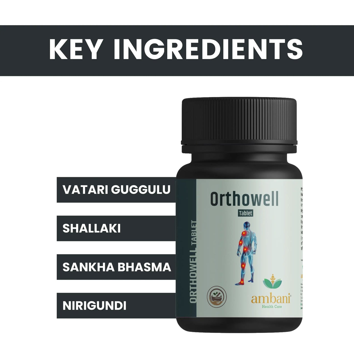 AMBANI HEALTH CARE Orthowell Tablet | Helps In Back, Knee, Legs, Neck, Shoulder Pain Relief I for Men and Women