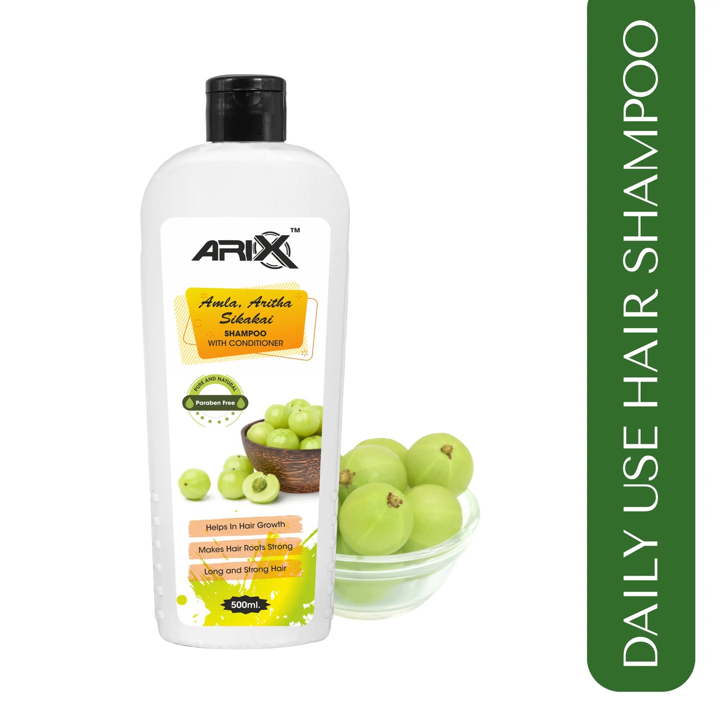 ARIX Herbal Amla, Aritha, and Sikakai Shampoo Conditioner I with Natural Ingredients I Promotes Healthy, Shiny, and Glossy Hair I Nourishes Scalp I Dandruff & damage Control I for Women & Men (500 ML)