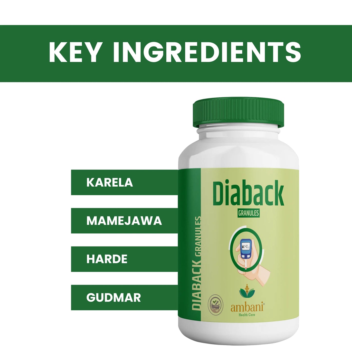 AMBANI HEALTH CARE Diaback Granules I Herbal Extracts I Natural Ayurvedic I Sugar level Management I Controls Blood Sugar I Healthy Glucose Level I Improved Energy – 200GM