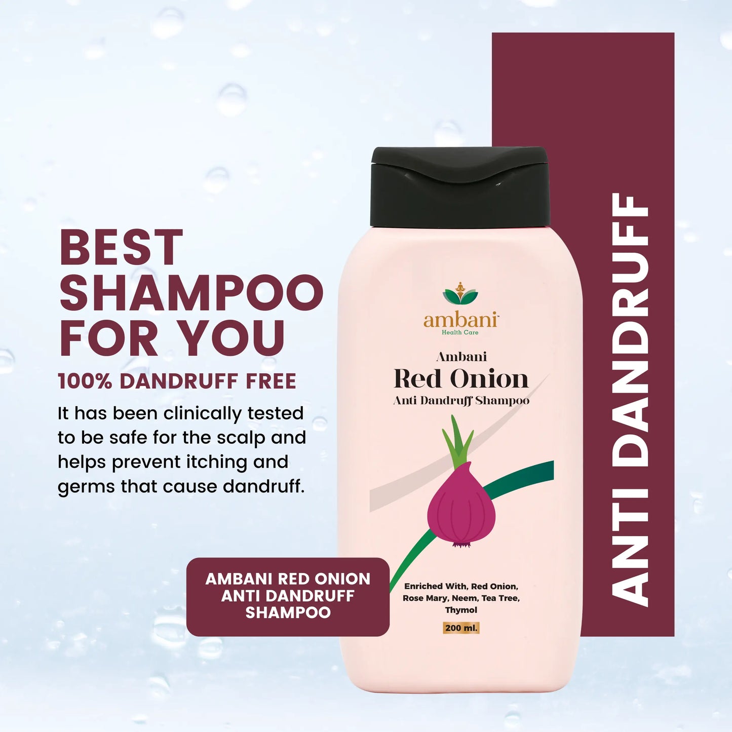 AMBANI HEALTH CARE Ayurveda Hair Care Combo - Red Onion Hair Oil and Shampoo I for Strong & Healthy Hair I Control Hair Fall & Dandruff I Promotes Hair Growth I for All Hair Types - 200ML + 100ML