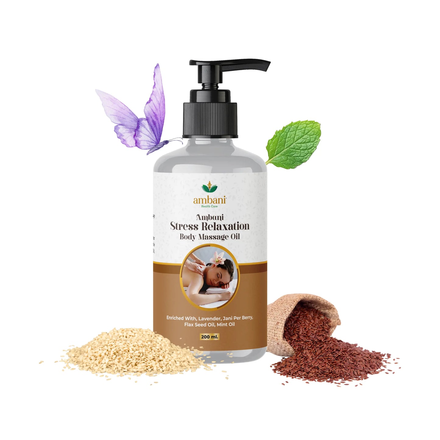 AMBANI HEALTH CARE Body Massage Oil for Stress Relief & Relaxation I Heals and Hydrates dry skin I Pure & Natural I Pain Relief I Soothing and Distressing I Suitable for All Skin Types