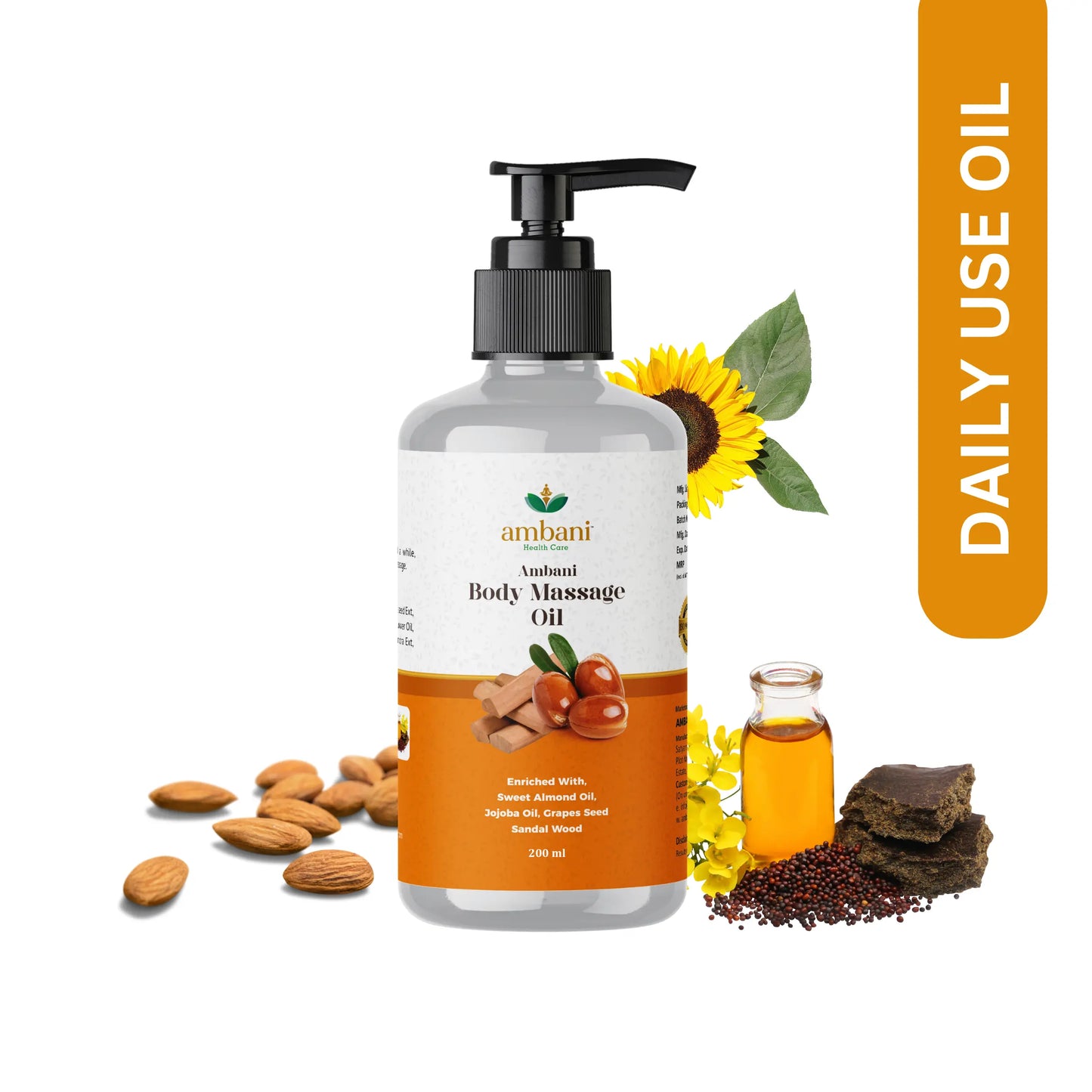 AMBANI HEALTH CARE Body Massage Oil I Pure & Natural Ingredients I Moisturizing Body Oil with Relaxing Aroma for a Soft, Smooth & Glowing Skin I Aromatherapy I Relaxing Mind & Anxiety