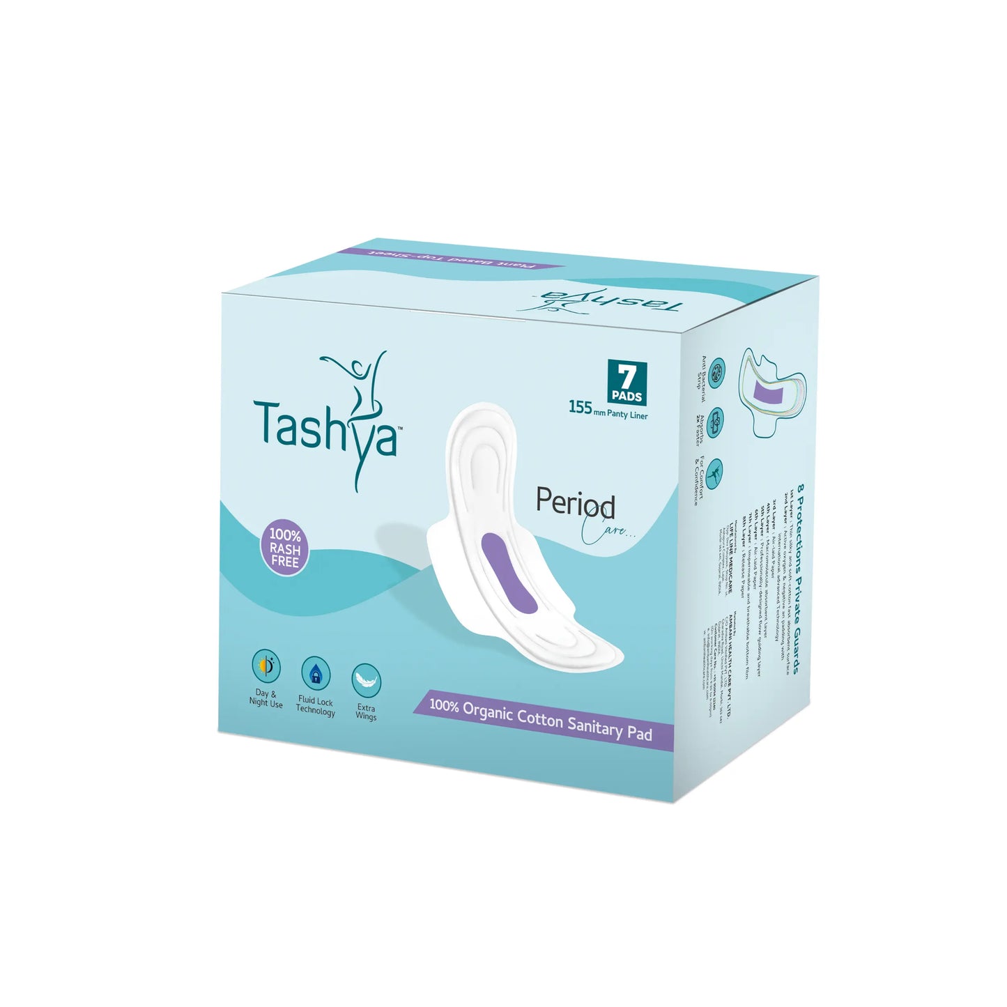 TASHYA Daily Use Panty Liners for Women I Cotton Soft Pantyliners Pad with Wide Optimal Coverage for Comfort I Ultra-Thin, Rash-Free, & Toxin-Free I Keeps You Dry & Fresh All Day Long I 155mm - 7 Pads