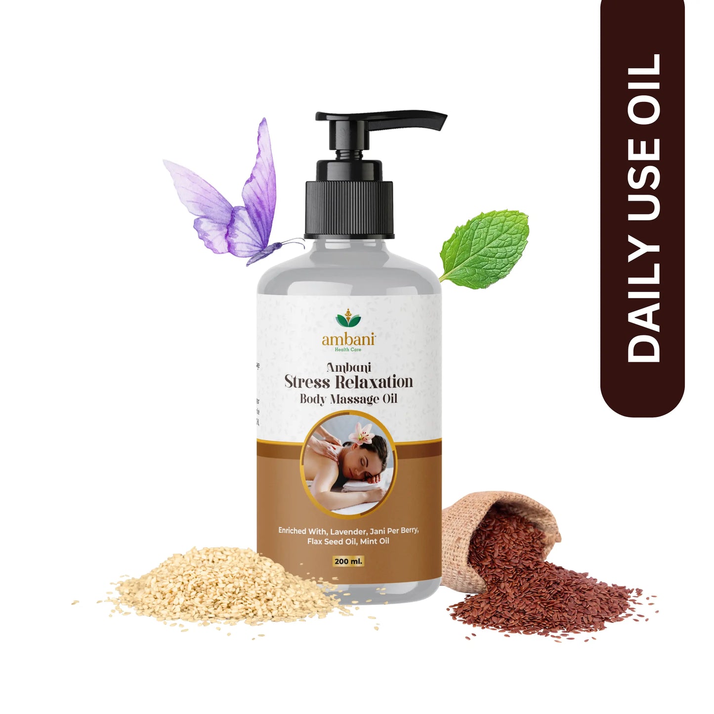 AMBANI HEALTH CARE Body Massage Oil for Stress Relief & Relaxation I Heals and Hydrates dry skin I Pure & Natural I Pain Relief I Soothing and Distressing I Suitable for All Skin Types