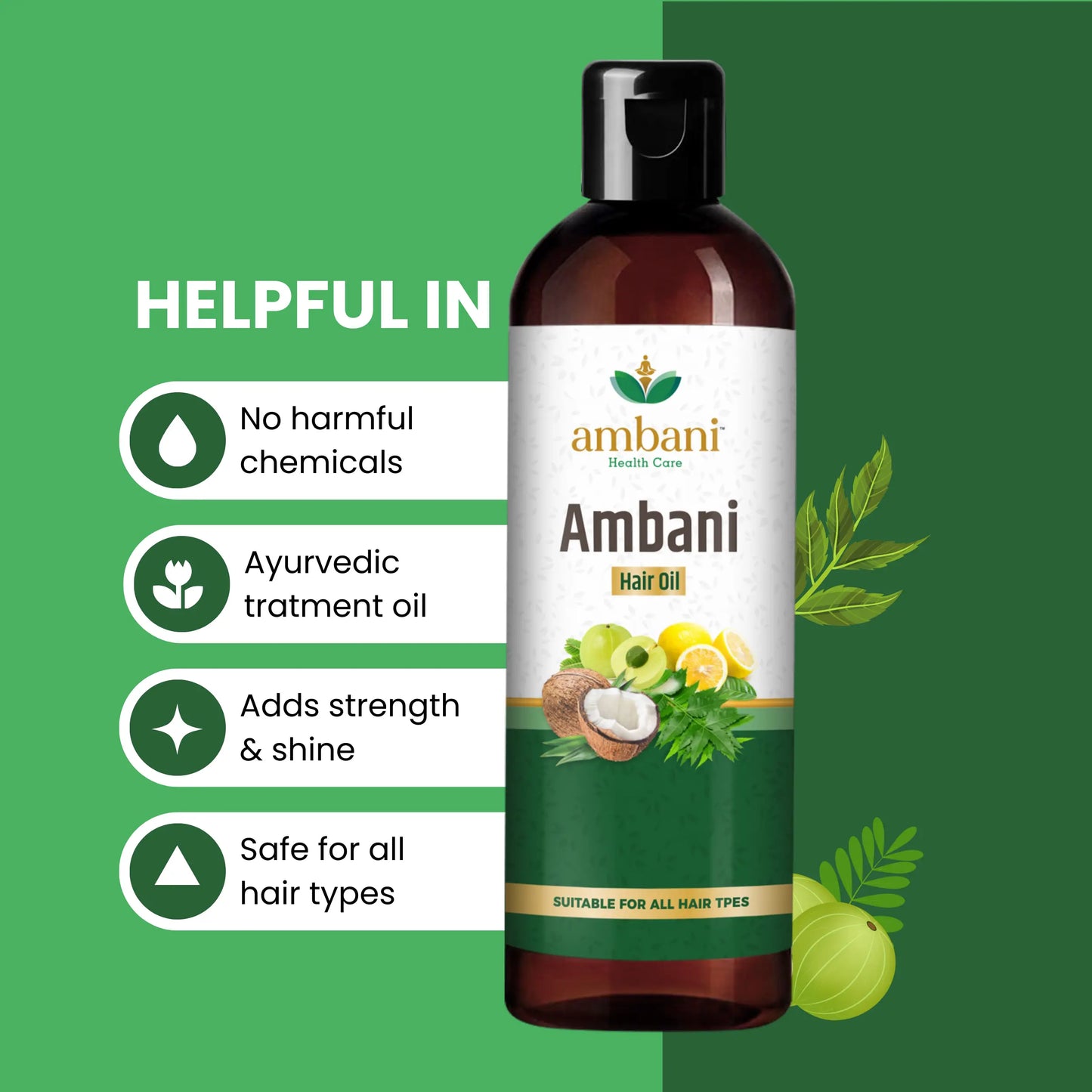 AMBANI HEALTH CARE Herbal Hair Shampoo and Oil I Natural I Promotes Hair Growth I Reduce Hair Fall & Dandruff I Thick Healthy & Strong Hair I for Women & Men I Ayurvedic Hair Care Kit - 200ML + 100ML