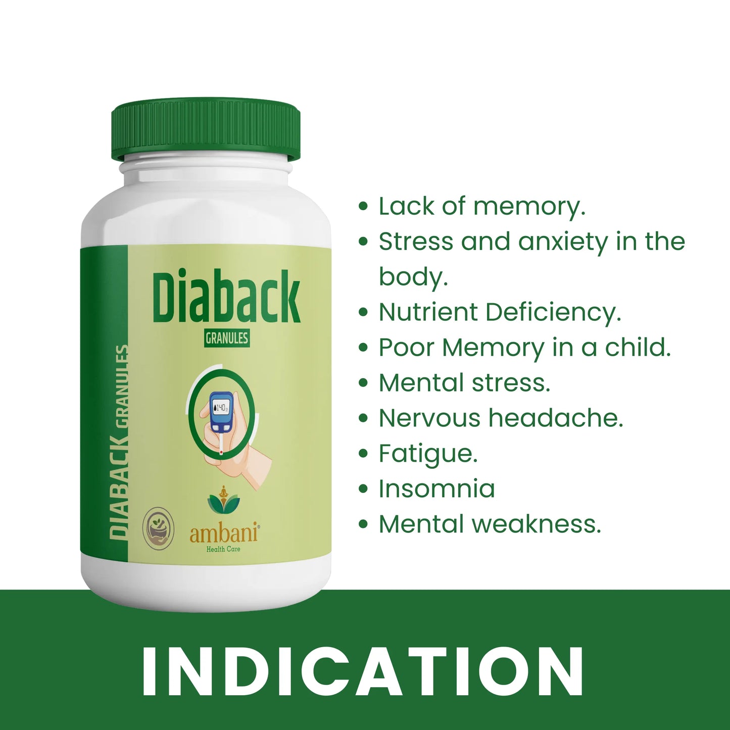 AMBANI HEALTH CARE Diaback Granules I Herbal Extracts I Natural Ayurvedic I Sugar level Management I Controls Blood Sugar I Healthy Glucose Level I Improved Energy – 200GM
