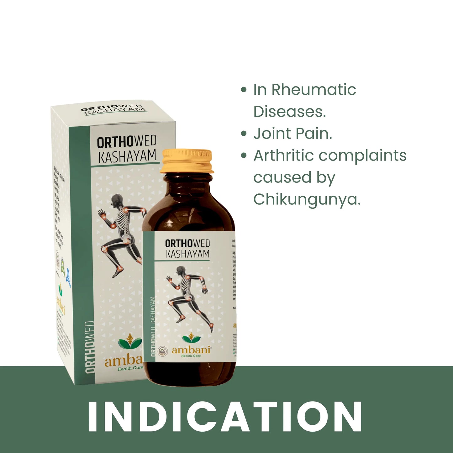 AMBANI HEALTH CARE Orthowed Kashayam I Sugar-Free I Supports Joint & Muscle Strength I Helps In Body Pain Relief for Men & Women (200 ml)