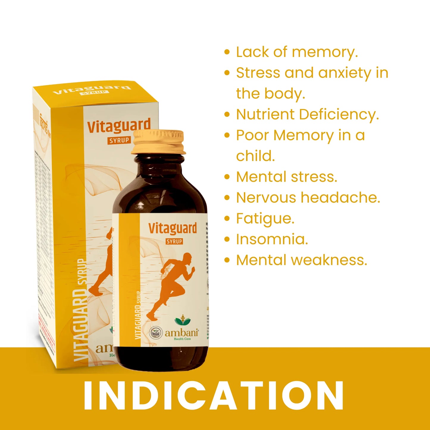 AMBANI HEALTH CARE Vitaguard Syrup I Ayurvedic Medicine I 100% Natural I Reduce Stress & Anxiety I Effective Antioxidant | Maintain Good Health I Made With Herbs (200 ML)