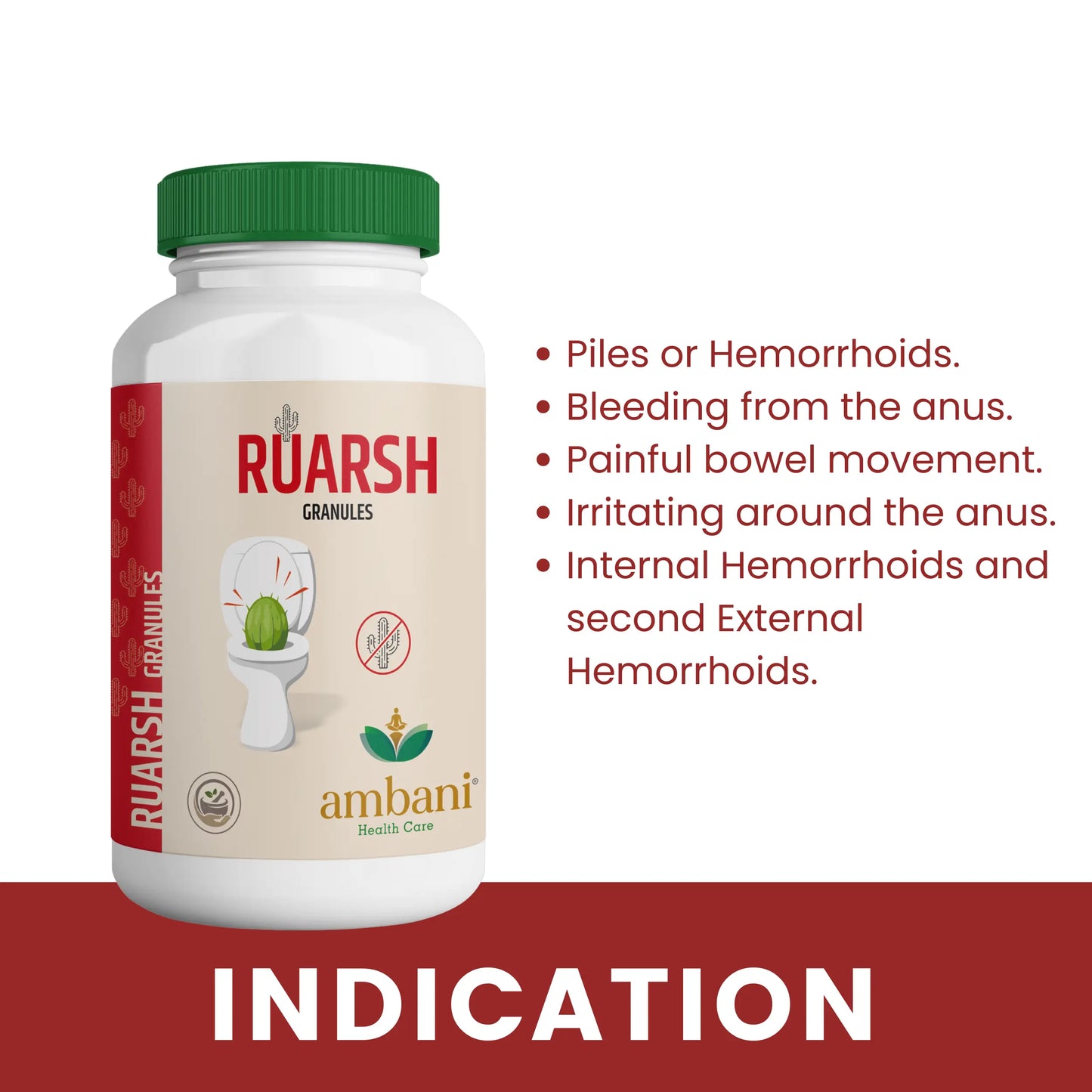 AMBANI HEALTH CARE Ruarsh Granules I Herbal Extracts I Natural Ayurvedic I Effective Ingredients I Relief from Hemorrhoids I Reduces inflammation and swelling – 100gm