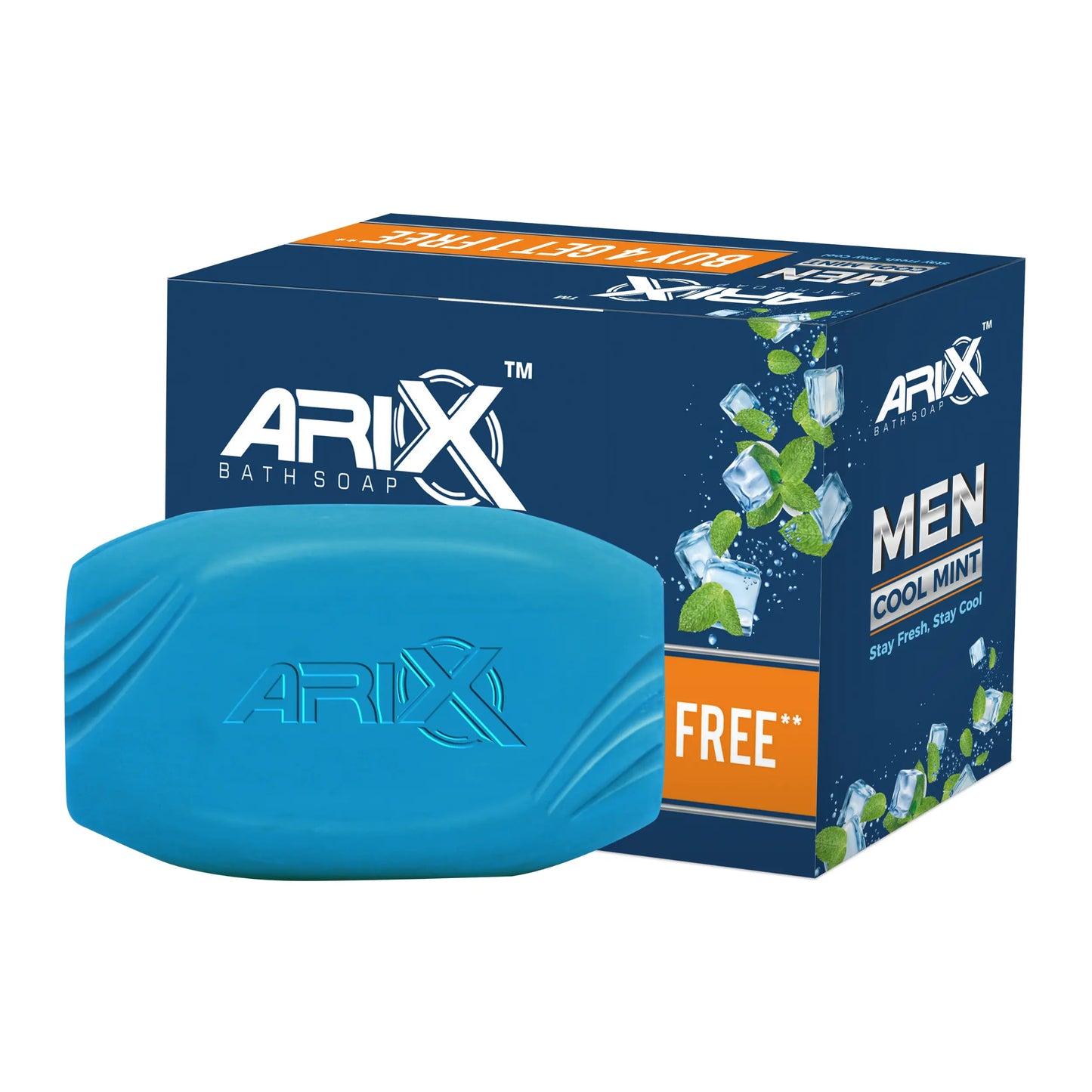 ARIX Cool Mint Soap for Men I Menthol & Mineral Energizer I Handmade Bathing Bar I Removing Dirt & Impurities I Cooling & Soothing Effect on Skin I Deep Cleansing I For All Skin Types (Set of 4 + 1)