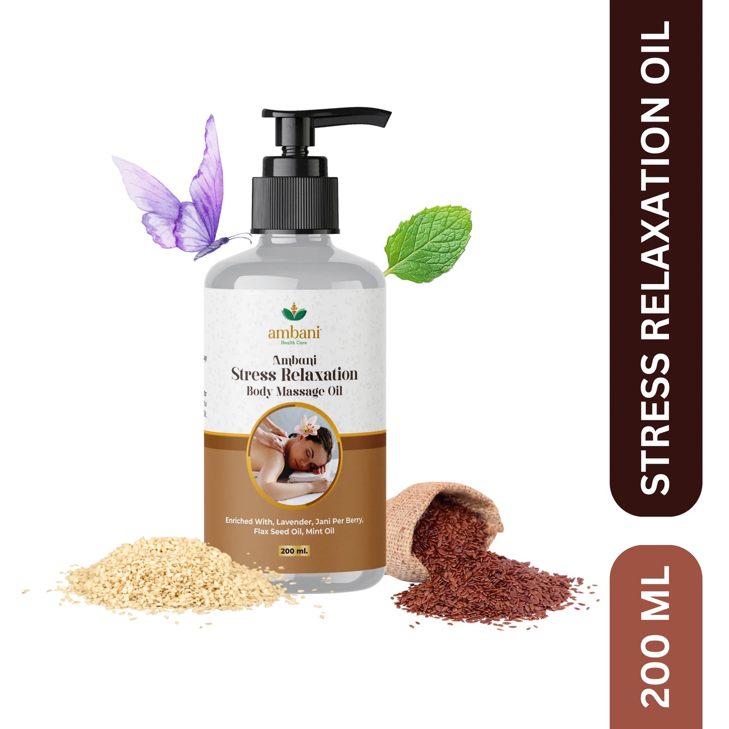 AMBANI HEALTH CARE Body Massage Oil for Stress Relief & Relaxation I Heals and Hydrates dry skin I Pure & Natural I Pain Relief I Soothing and Distressing I Suitable for All Skin Types