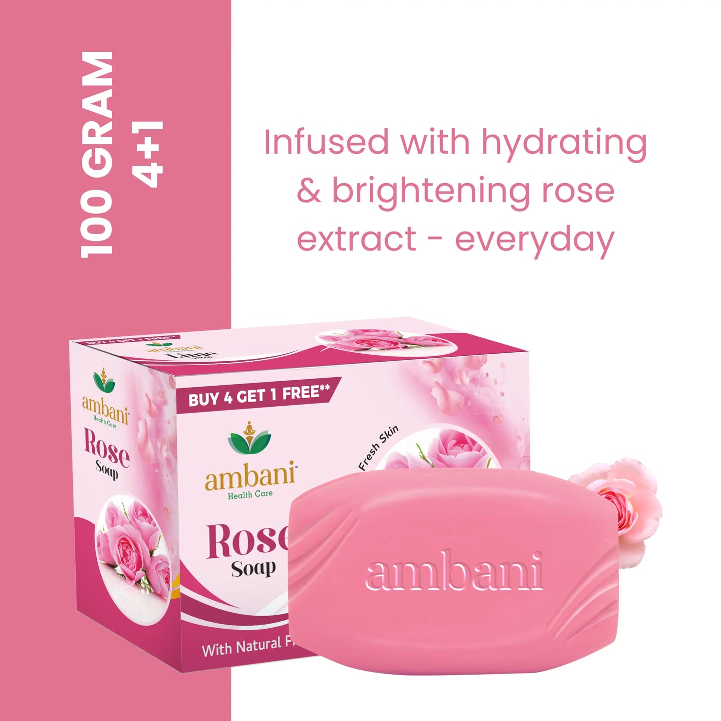 AMBANI HEALTH CARE Rose Soap I with Natural Fragrance I Handmade Bathing Bar for Face & Body I Skin-Friendly I Soft and Fresh Skin I Paraben & Sulphate Free I Ideal for All Skin Types (Set of 10)