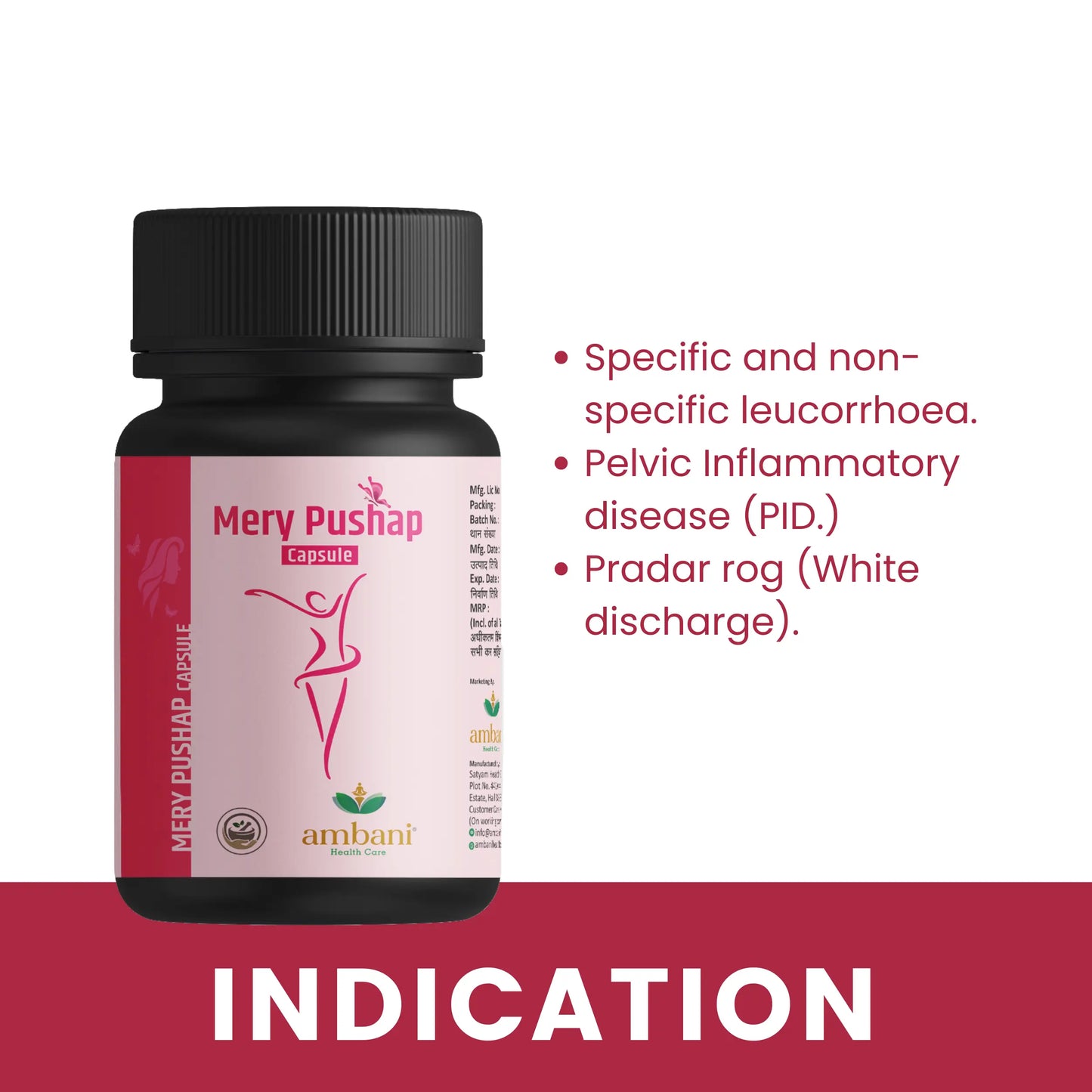 AMBANI HEALTH CARE Mery Pushap Capsule I All-Natural, Vegetarian I Herbal Ayurveda Ingredients I Supports Strength & Energy I for Women Promoting Better Cycle & Hormonal Balance