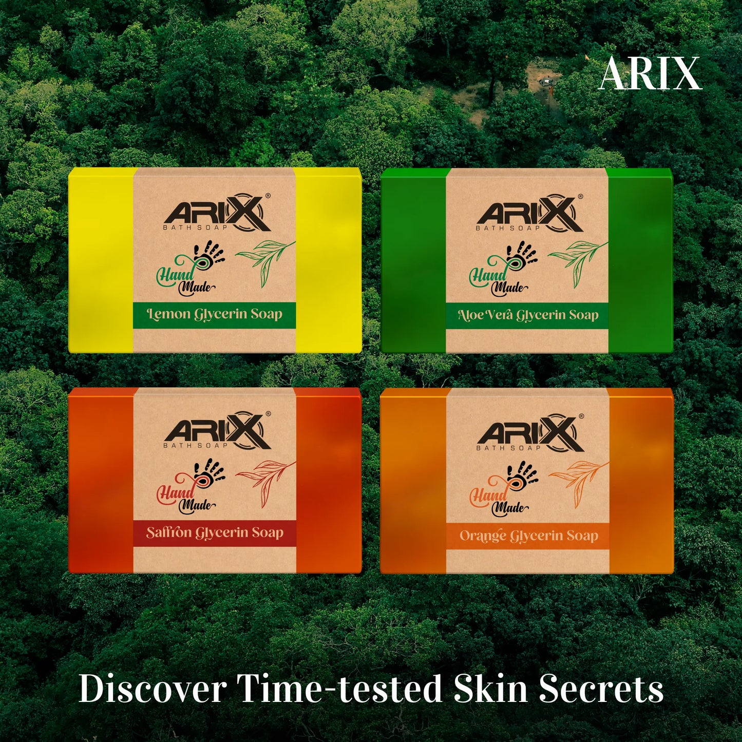 ARIX Handmade Saffron Glycerin Soap I 100% Pure Organic I Natural Kesar Bathing Bar I Ultra Melt & Pour Soaps Base I Radiant Glow, Moisturizing Skin I for Women & Men with All Skin Types (Set of 4)