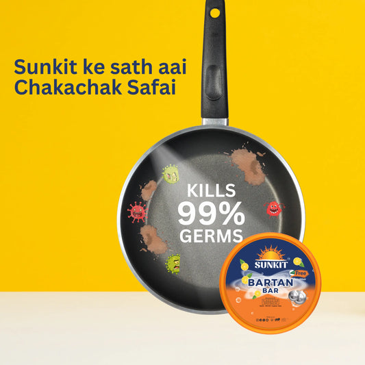 SUNKIT Bartan Bar I Round Dishwash Bar with Free Scrubber I Contains goodness of Lime I Removes Tough stains, Kills Bacteria I Power of Active Boosters I Grease Cleaner for All Utensils