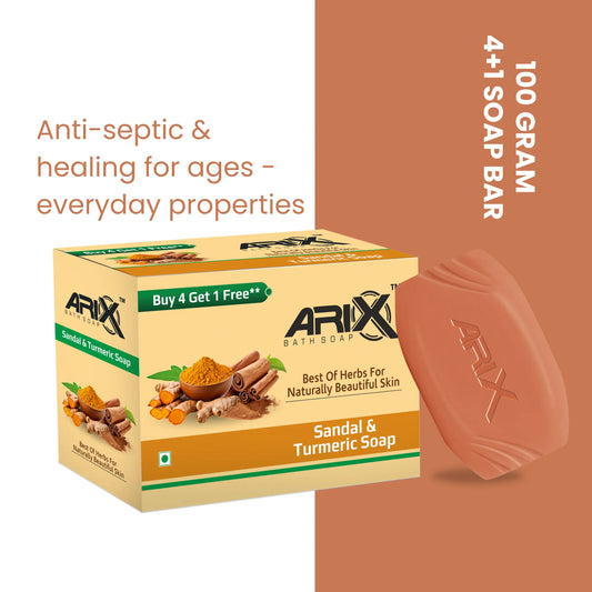 ARIX Sandal & Turmeric Soap I with Essential Oil I Long-Lasting Fragrance