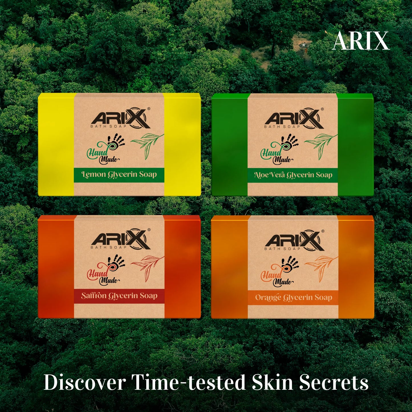 ARIX Lemon Soap I Handmade Organic Bathing Bar I with Glycerin & Lime Extracts I Refreshing, Glowing, Moisturizes & Brightening Skin I Reducing Tanning I for Women & Men with All Skin Types (Set of 4)