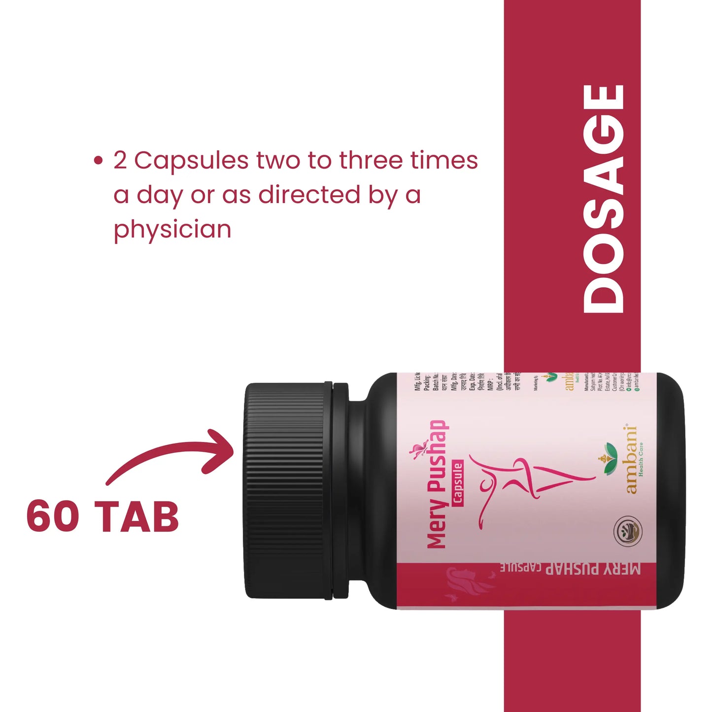 AMBANI HEALTH CARE Mery Pushap Capsule I All-Natural, Vegetarian I Herbal Ayurveda Ingredients I Supports Strength & Energy I for Women Promoting Better Cycle & Hormonal Balance