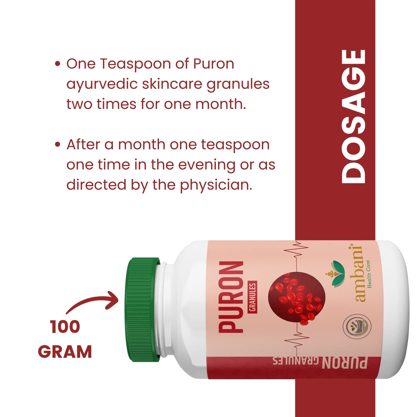 AMBANI HEALTH CARE Puron Granules I Natural Ayurvedic I Herbal Extracts I Improves skin textures I tasty and flavored I Cruelty Free & Vegan I for Skin Care – 100gm