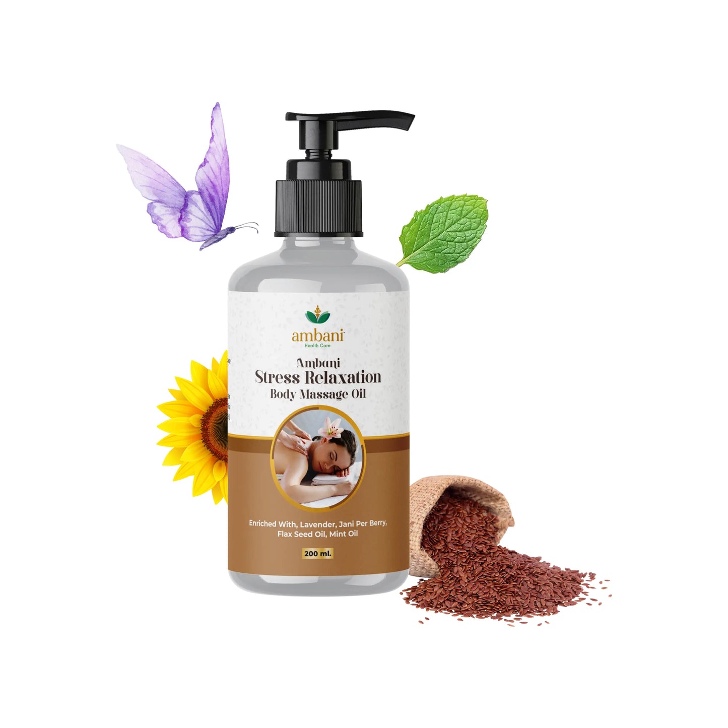 AMBANI HEALTH CARE Body Massage Oil for Stress Relief & Relaxation I Heals and Hydrates dry skin I Pure & Natural I Pain Relief I Soothing and Distressing I Suitable for All Skin Types