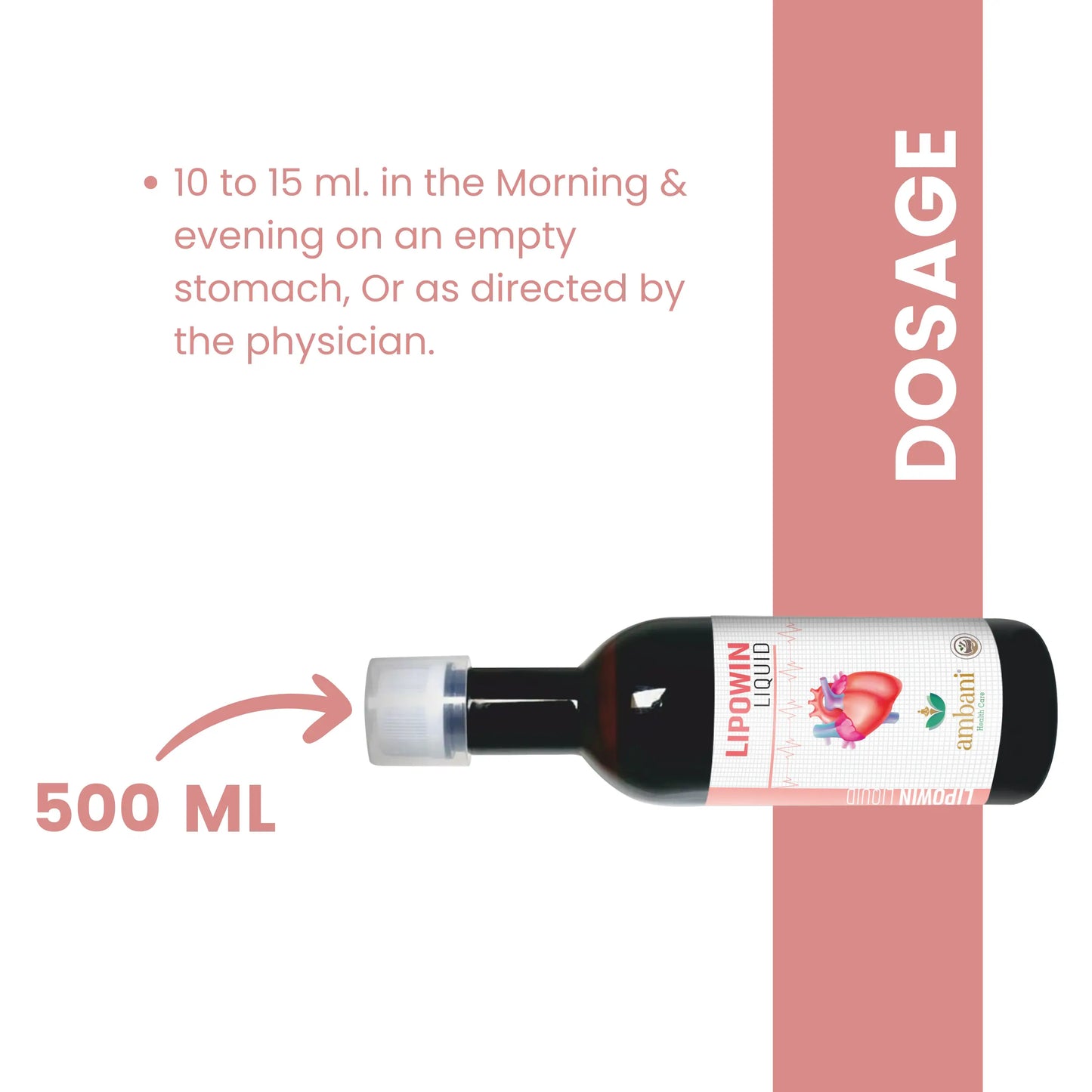 AMBANI HEALTH CARE Ayurvedic Lipowin Liquid - 500ml, Apple Cider Vinegar, Garlic, Lemon, Honey, Cholesterol Control & Reduces Blood Pressure, Metabolism, Heart Health Juice for Cardiac Diabetic Care