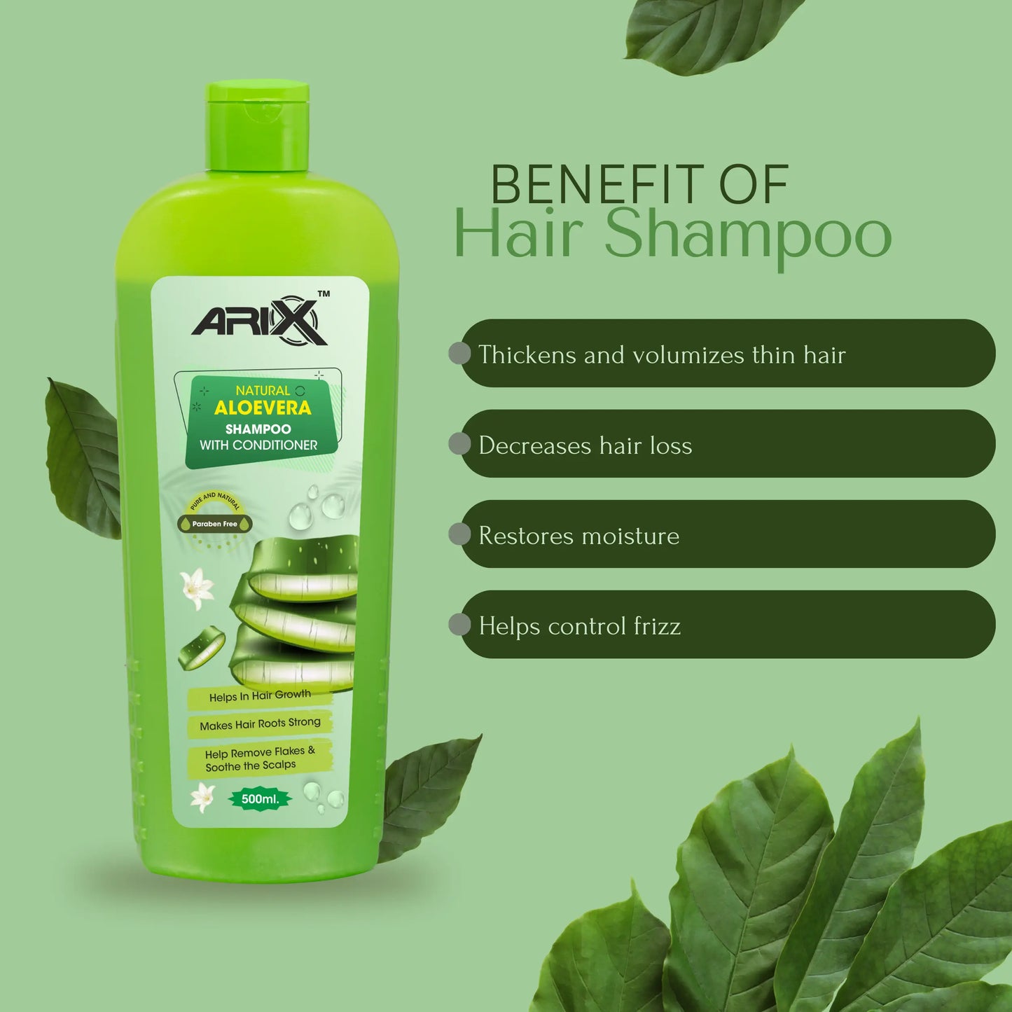 ARIX Natural Herbal Aloevera Shampoo Conditioner I for Dry & Frizz Free Hair I Enhance Shine, Strengthen, Soothe Scalp and Reduce Hair Fall I Paraben & Artificial free I for Women & Men