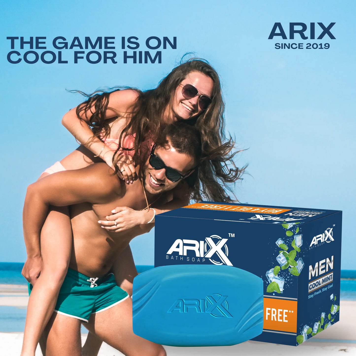 ARIX Cool Mint Soap for Men I Menthol & Mineral Energizer I Handmade Bathing Bar I Removing Dirt & Impurities I Cooling & Soothing Effect on Skin I Deep Cleansing I For All Skin Types (Set of 4 + 1)