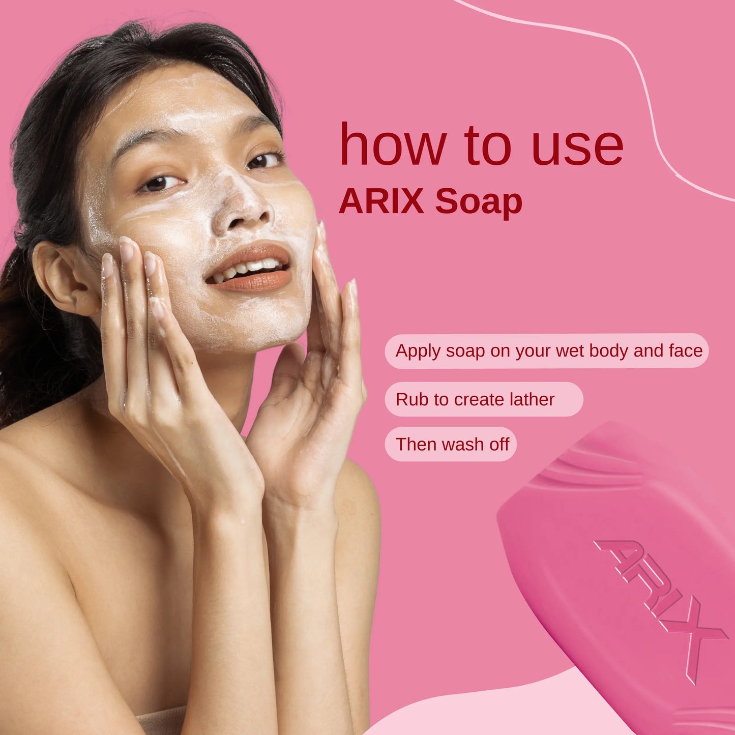 ARIX Rose Soap I with Rose Scented I Handmade Bathing Bar for Face & Body I Smooth, Soft Moisturized, and Glowing Skin I Sulphate & Paraben free I for Women & Men with All Skin Types (Pack of 4 + 1)