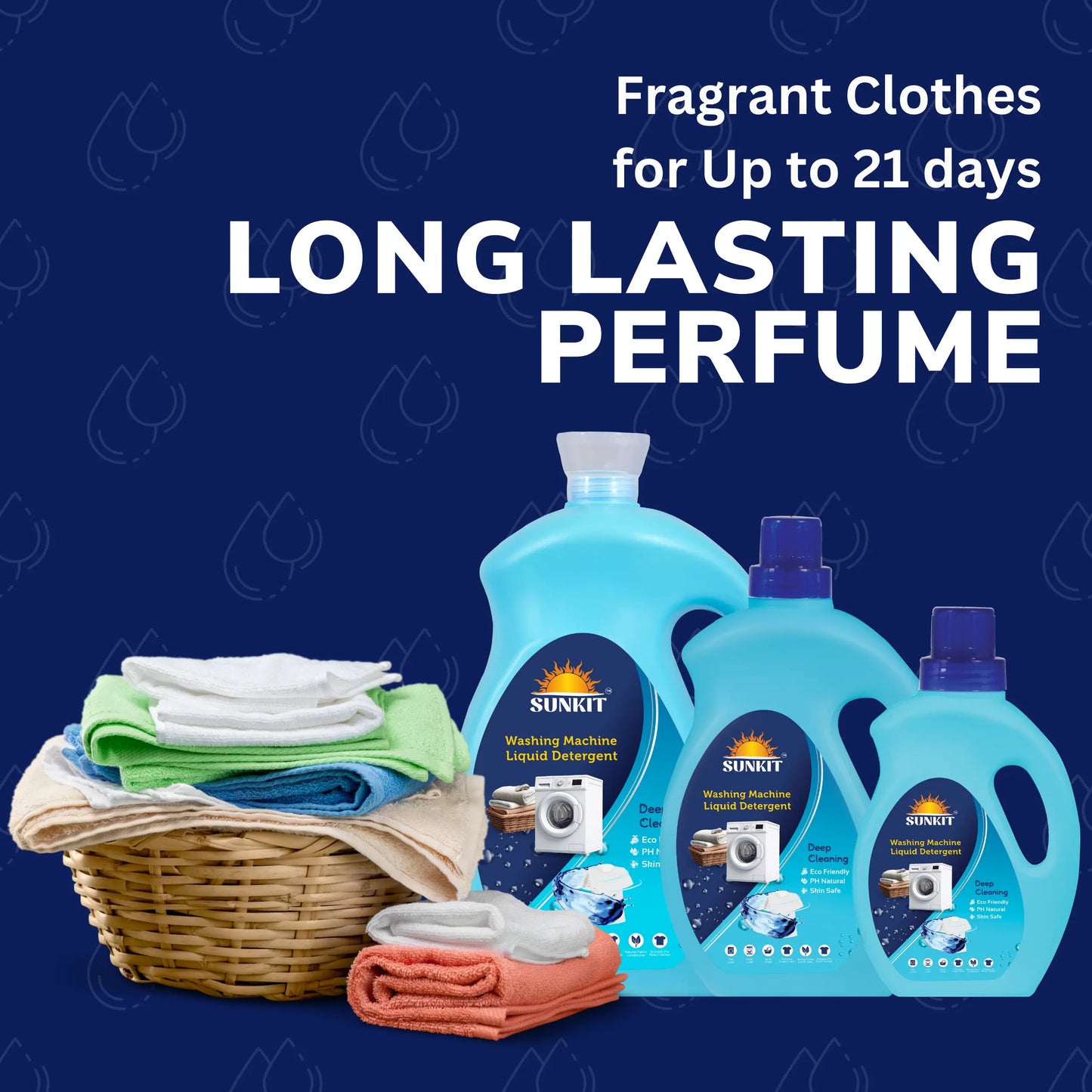SUNKIT Liquid Detergent,I Eco-friendly Natural Ingredients I Long-Lasting Fresh Fragrance I Balanced PH, Non-Toxic I Tough Stain Removal I for All Types of Fabrics, Washing Machine & Hand Wash